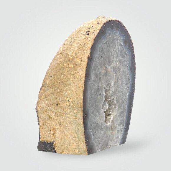 XL Crystal Bookends w/ Geode Center, Large Stone Bookends, Authentic Agate (FL) - Picture 8 of 15